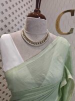 Mul cotton with stripes pattern on pallu and plus like design - Image 9