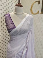 Mul cotton with stripes pattern on pallu and plus like design - Image 5