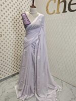Mul cotton with stripes pattern on pallu and plus like design - Image 7