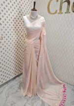 Mul cotton with stripes pattern on pallu and plus like design - Image 4