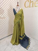 Mul cotton with double colour and golden sequence work - Image 13