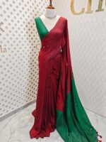Mul cotton with double colour and golden sequence work - Image 4