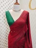 Mul cotton with double colour and golden sequence work