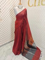 Mul cotton with copper and silver tissue pallu - Image 10