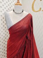 Mul cotton with copper and silver tissue pallu - Image 8