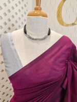 Mul cotton with copper and silver tissue pallu - Image 6