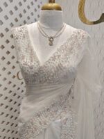 Net saree with small sugar beads floral and sequence floral design on border - Image 23