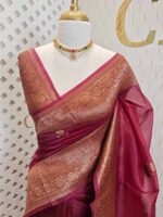 Organza banarasi with sunflower like flower buttas - Image 5