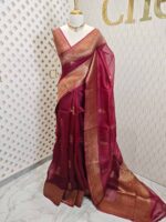 Organza banarasi with sunflower like flower buttas - Image 7