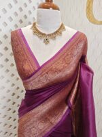 Organza banarasi with sunflower like flower buttas