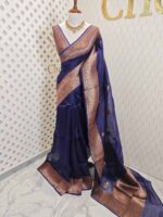 Organza banarasi with sunflower like flower buttas - Image 10