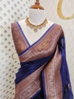Organza banarasi with sunflower like flower buttas - Image 8