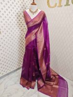 Organza banarasi with sunflower like flower buttas - Image 13