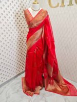 Organza banarasi with sunflower like flower buttas - Image 16