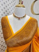 Organza banarasi with sunflower like flower buttas - Image 18