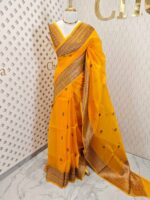 Organza banarasi with big and small mango design on border - Image 4