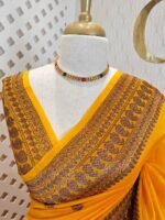 Organza banarasi with big and small mango design on border - Image 3