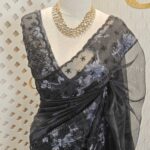 Organza with beaded scallop and beads, sequence on turkish floral motif