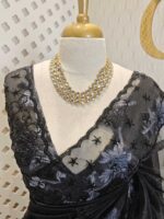 Organza with beaded scallop and beads, sequence on turkish floral motif - Image 3
