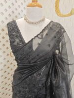 Organza with beaded scallop and beads, sequence on turkish floral motif - Image 5