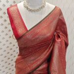 Soft katan with creeper plant design and contrast border