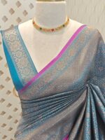 Soft katan with creeper plant design and contrast border - Image 12