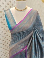 Soft katan with creeper plant design and contrast border - Image 11