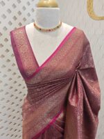 Soft katan with creeper plant design and contrast border - Image 8