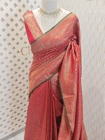 Soft katan with 3 flowers in floral diamond shaped design and contrast border - Image 11