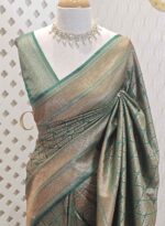 Soft katan with tree-like brocade pattern