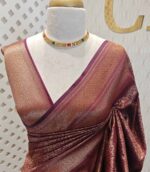 Soft katan with small brocade floral design - Image 12