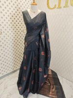 Tussar Banarasi with 7 Petal floral butta designs - Image 7