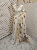 Tussar Banarasi with 7 Petal floral butta designs - Image 19