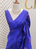 Tussar Banarasi with tear drop shaped parsley design - Image 25