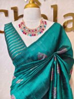 Tussar Banarasi with tear drop shaped parsley design - Image 17