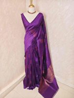 Tussar Banarasi with tear drop shaped parsley design - Image 33