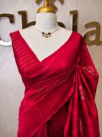 Tussar Banarasi with tear drop shaped parsley design - Image 10