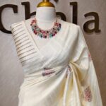 Tussar Banarasi with tear drop shaped parsley design