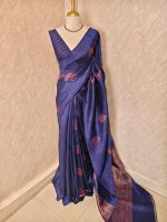 Tussar Banarasi with tear drop shaped parsley design - Image 34