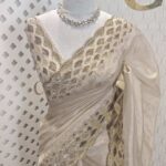 Tissue with golden and anti golden cut bead work on border