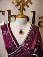 Georgette with floral motif and stone work on border - Image 18