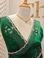 Georgette with floral motif and stone work on border - Image 2