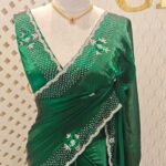 Georgette with floral motif and stone work on border