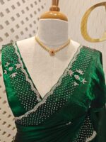 Georgette with floral motif and stone work on border - Image 3