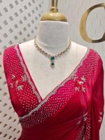 Georgette with floral motif and stone work on border - Image 9
