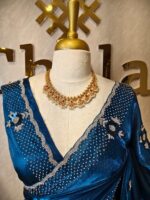 Georgette with floral motif and stone work on border - Image 15