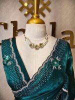 Georgette with floral motif and stone work on border - Image 21