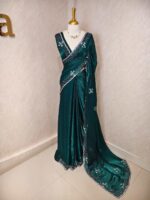 Georgette with floral motif and stone work on border - Image 22