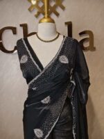Georgette with stone work motifs and scallop border - Image 17