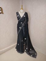 Georgette with stone work motifs and scallop border - Image 19